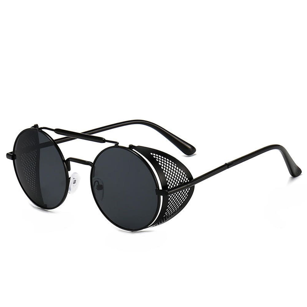 Óculos de Sol Steampunk Redondo UV400 – Armação em Metal com Proteção Lateral – LukeSports