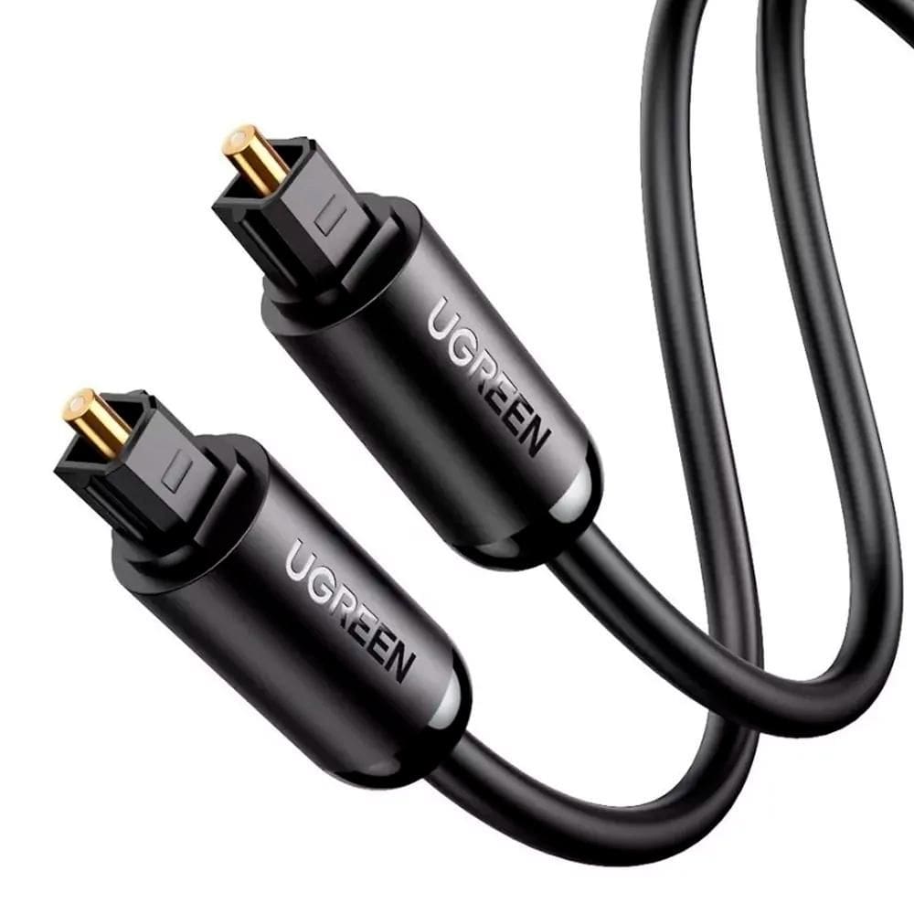 Cabo de Fibra Óptica Alta Qualidade Toslink Ugreen Conectores Banhados a Ouro Preto 3 Metros