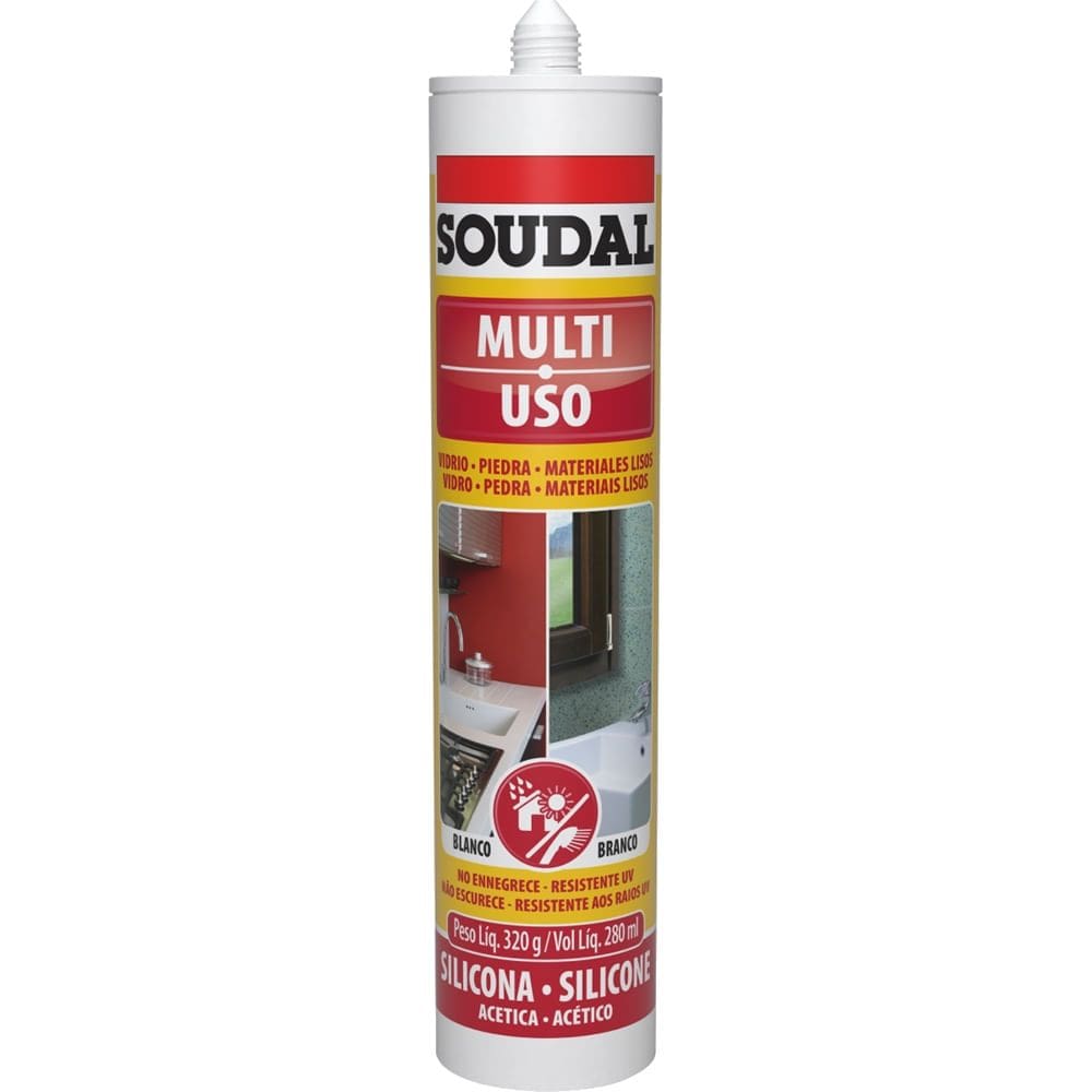 Silicone Acético Multiuso Branco 320 Gramas - 129025 - SOUDAL BRASIL