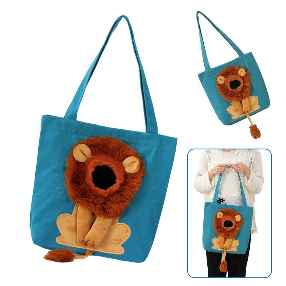 Bolsa Transporte Gato Cachorro Pet Animal Estimacao Estampa Leao Ombro Passeio Diversao Caminhada Viagem Ventilada