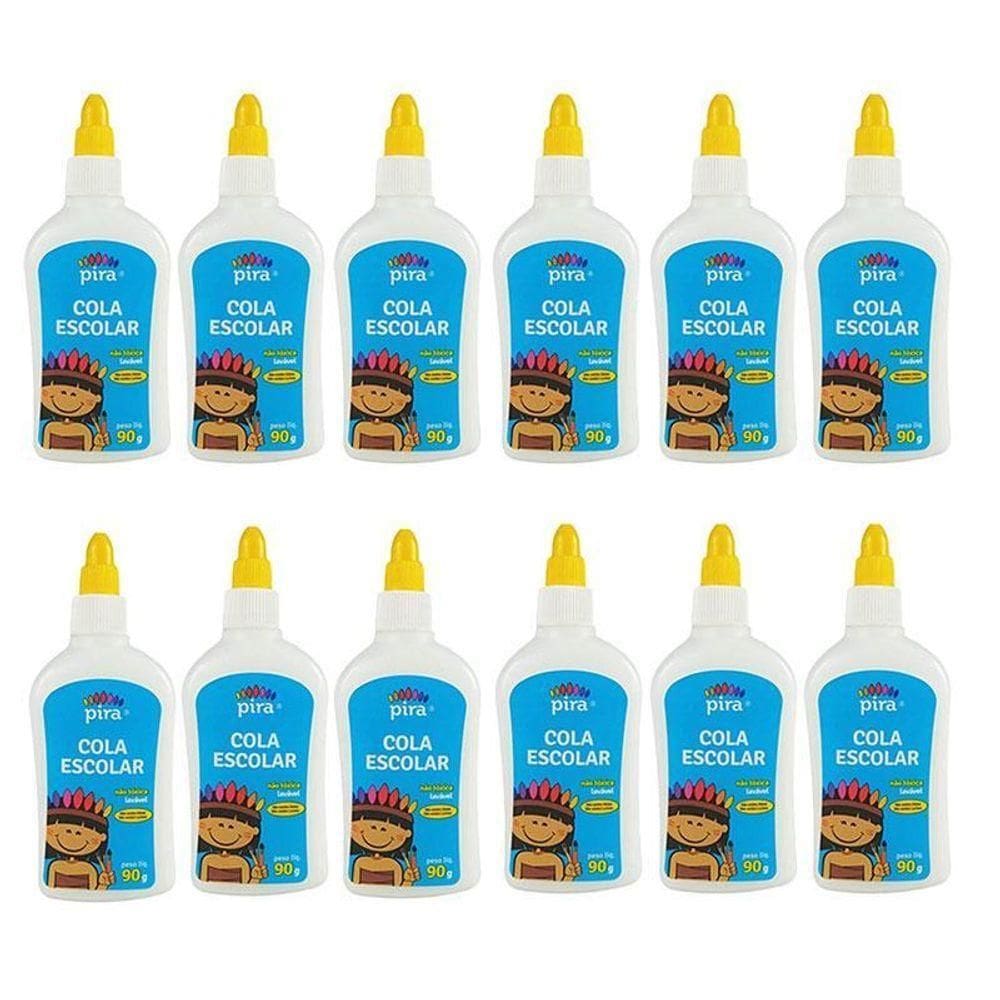 Cola Líquida Branca Escolar New 90g 12 Unidades - Pira