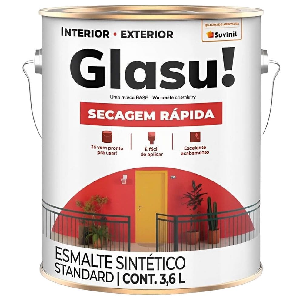 Tinta Esmalte Secagem Rápida Brilhante 3,6 Litros Branco Glasu- 53437129 - SUVINIL