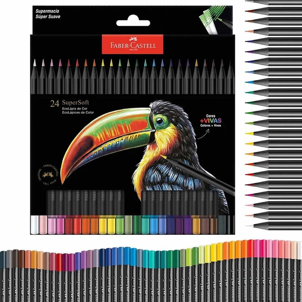 Lapis De Cor 24 Cores Super Soft Nova Edicao Faber Castell