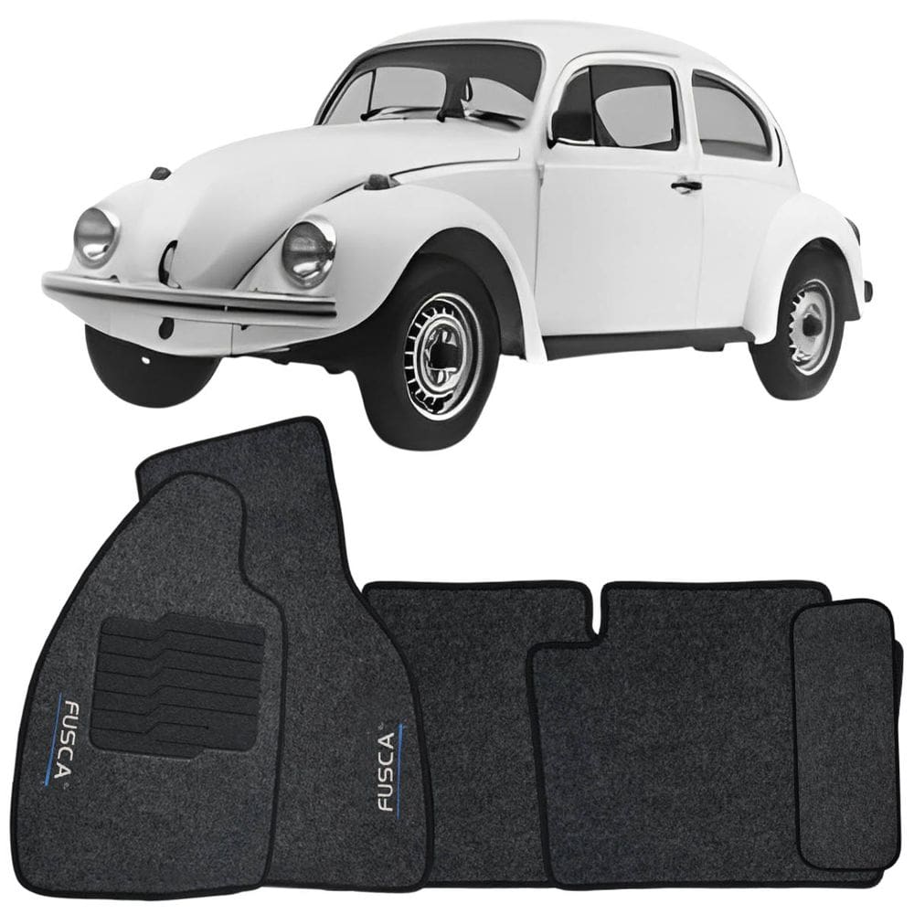Tapete Carpete Fusca 1951 à 1996 Grafite Logo Bordado Jogo 5 Peças Personalizado Automotivo