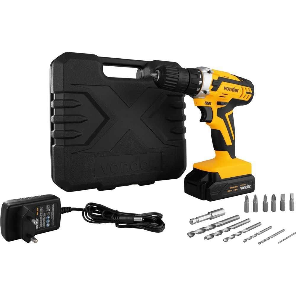 Parafusadeira Furadeira Bateria 20V Bivolt PFV238 Com Maleta e Acessórios - Vonder 6001238000