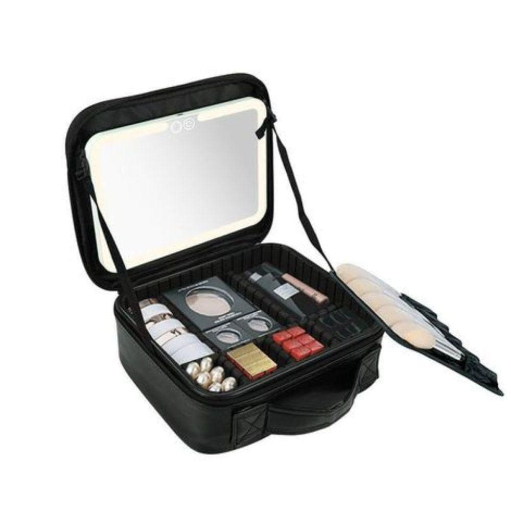 Necessaire Com Alça Espelho Portátil Para Maquiagens