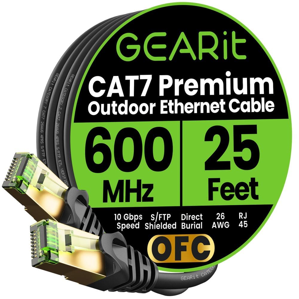 Cabo Ethernet GearIt Cat7 Outdoor 25 pés de cobre blindado SFTP