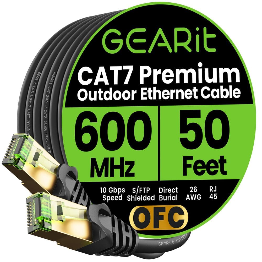 Cabo Ethernet GearIt Cat7 Outdoor 15m SFTP 10Gbps à prova d`água