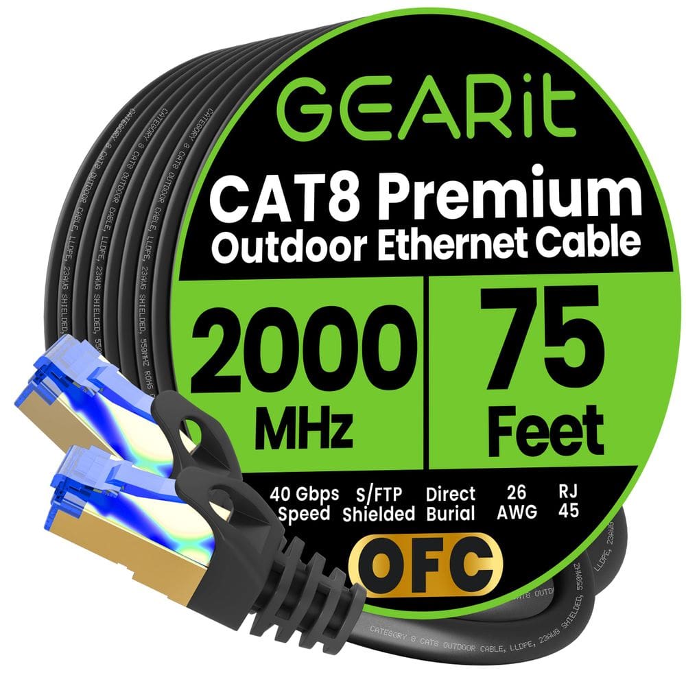 Cabo Ethernet GearIt Cat8 RJ45 75 pés 40 Gbps 2000 Mhz SFTP