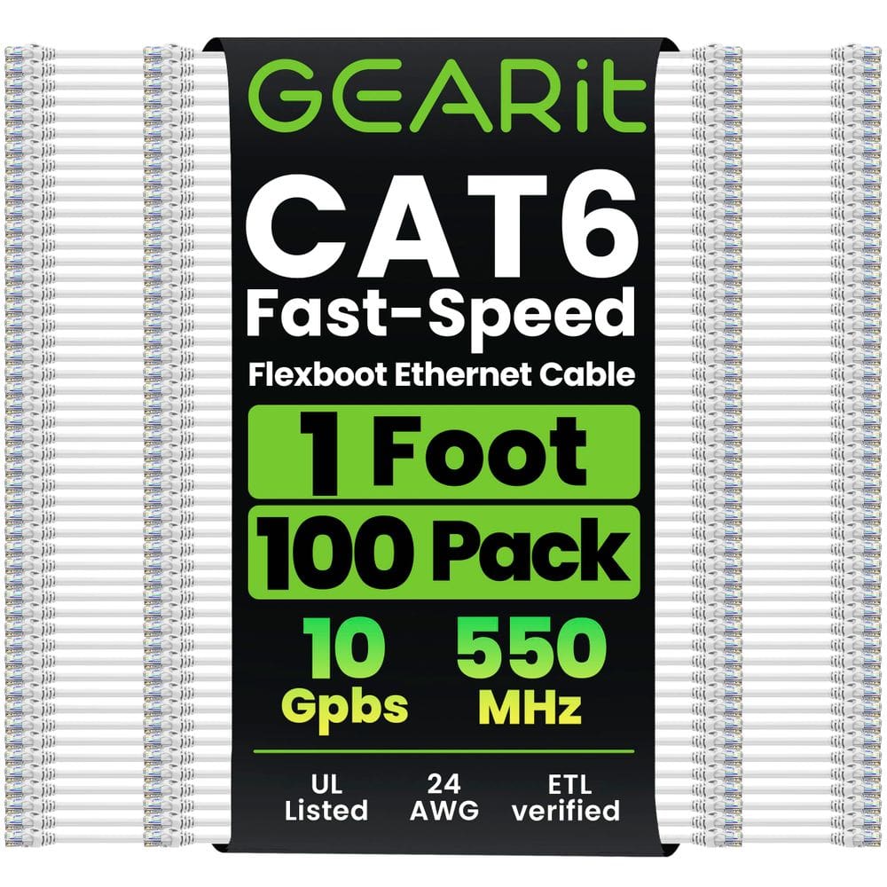 Cabo Ethernet GearIt Cat6, pacote com 100 pés, branco - Série Premium