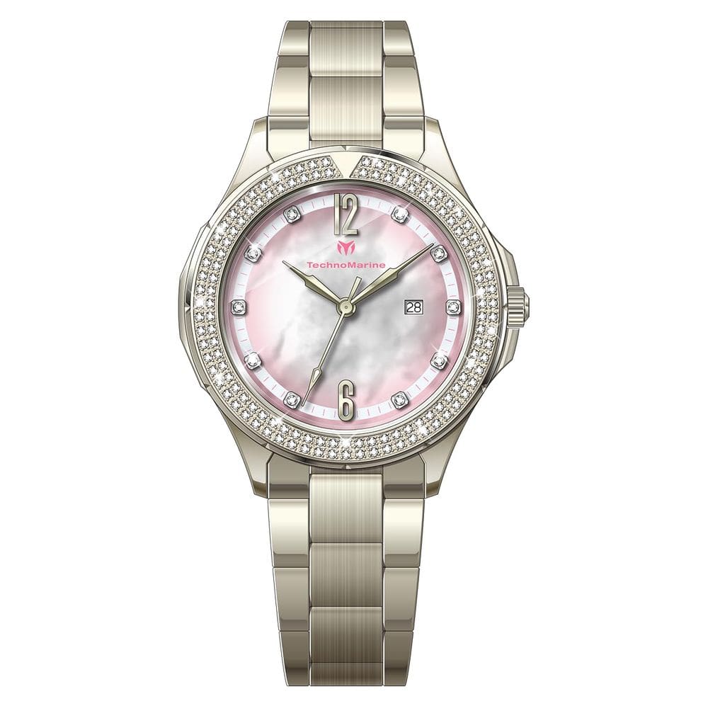 Relógio TechnoMarine Luna Tides TM-825003 feminino dourado 33 mm