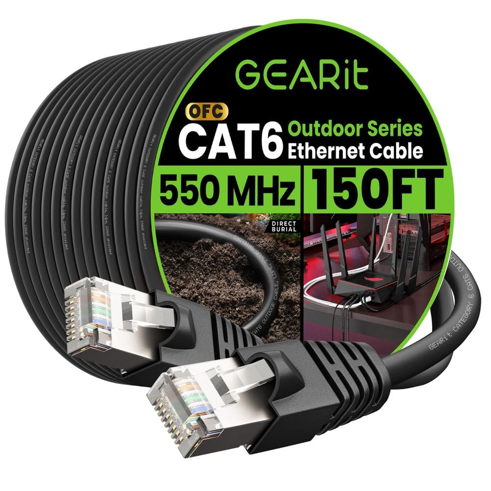 Cabo Ethernet GearIt Cat6 Outdoor 150 pés 23AWG de cobre puro