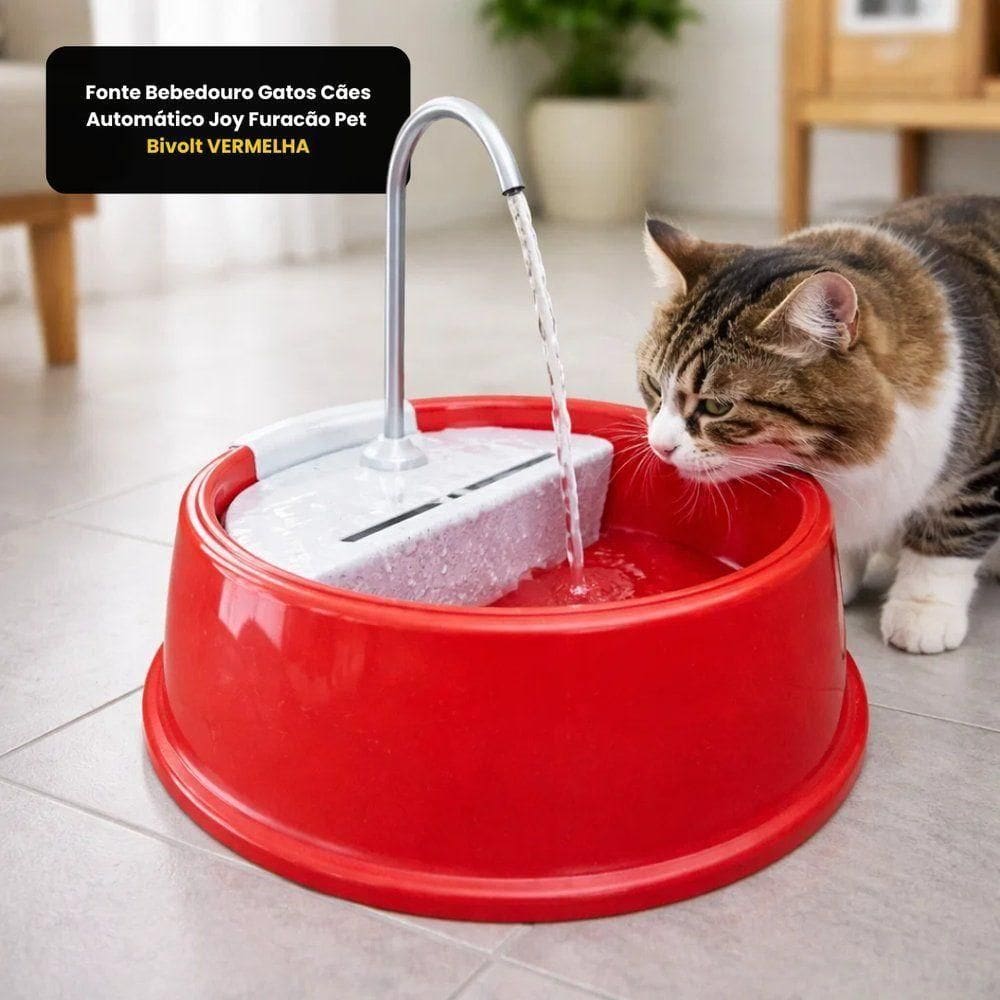 Fonte Bebedouro Automática Para Gatos E Cães Joy - Vermelha