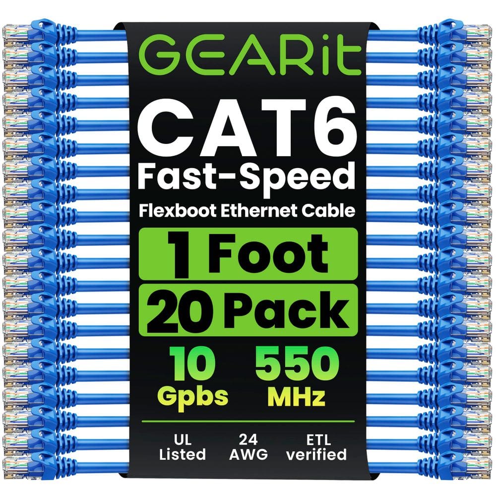 Cabo Ethernet GearIt Cat6, pacote com 20 pés, série Blue Premium