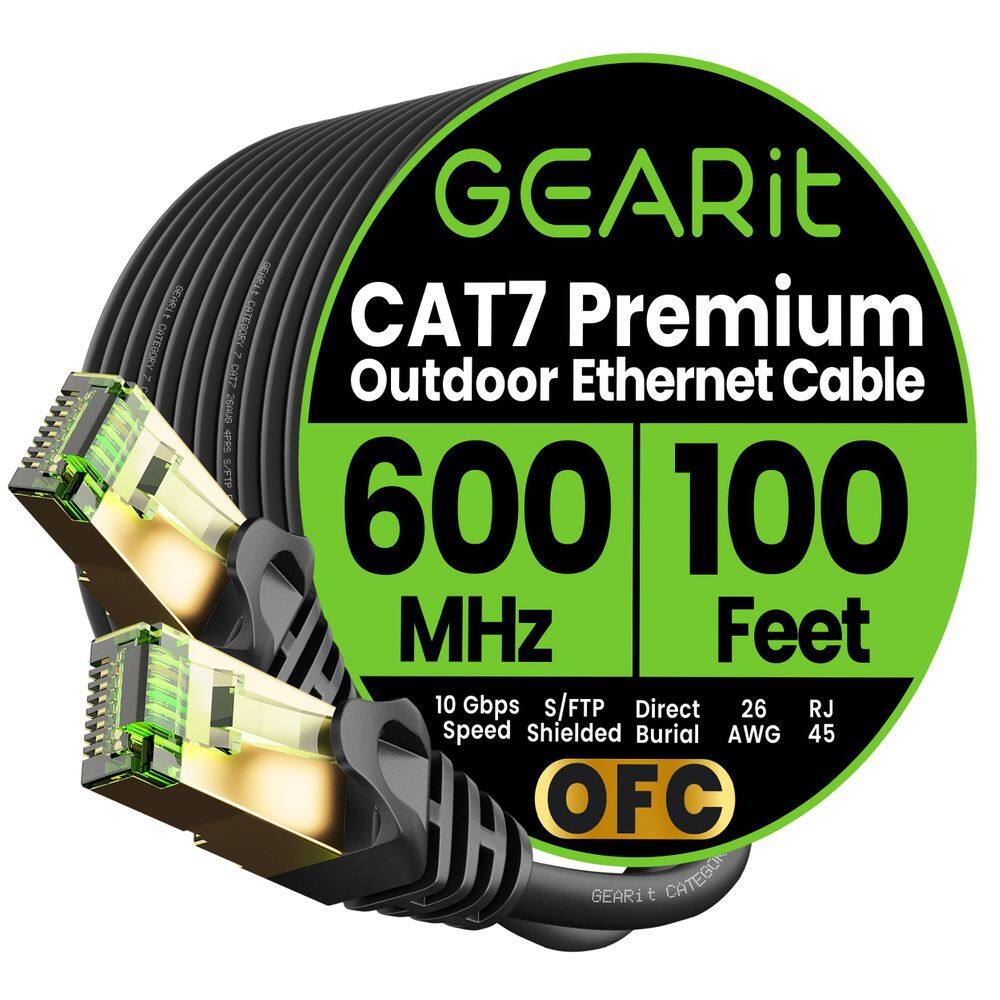 Cabo Ethernet GearIt Cat7 Outdoor 30m SFTP 10Gbps à prova d`água