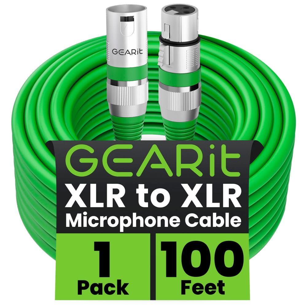 Cabo de microfone GearIt XLR macho para fêmea 30 m 3 pinos verde