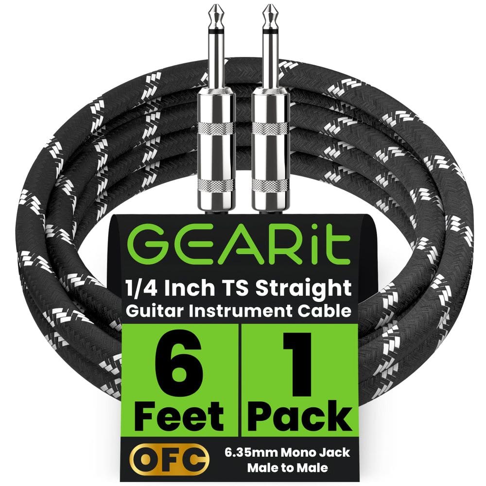 Cabo para Instrumento GEARit 1,8 m 1/4 Polegada Macho para Macho