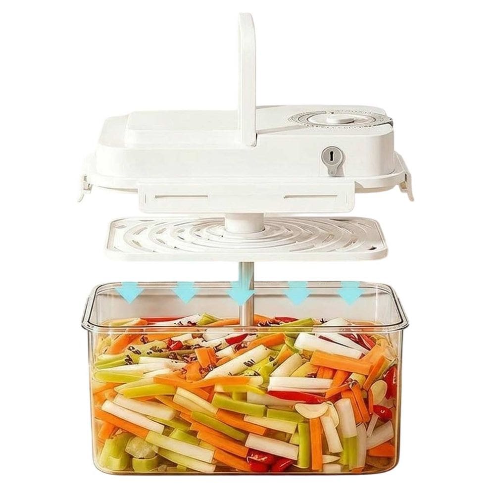 Caixa de Fermentaçao Organizadora 4 Litros Compressao Conserva Vedaçao de Vegetais Carne Legume Frango Alimentos