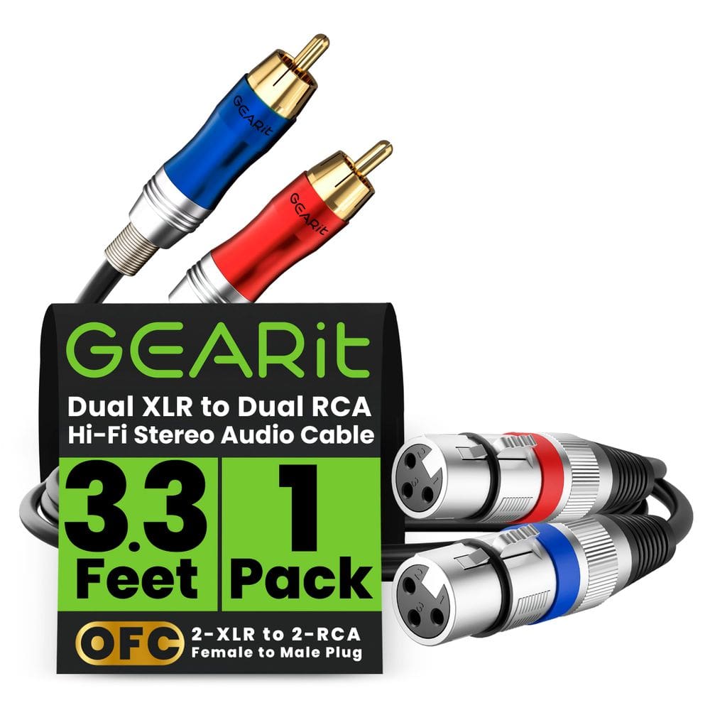 Cabo de Áudio GEARit Dual XLR para Dual RCA 1m