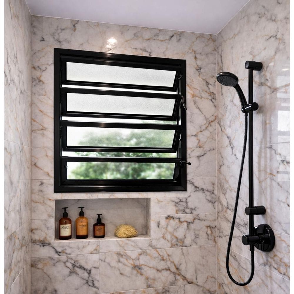 Vitro Basculante Alumínio Preto 80X100 Linha 25