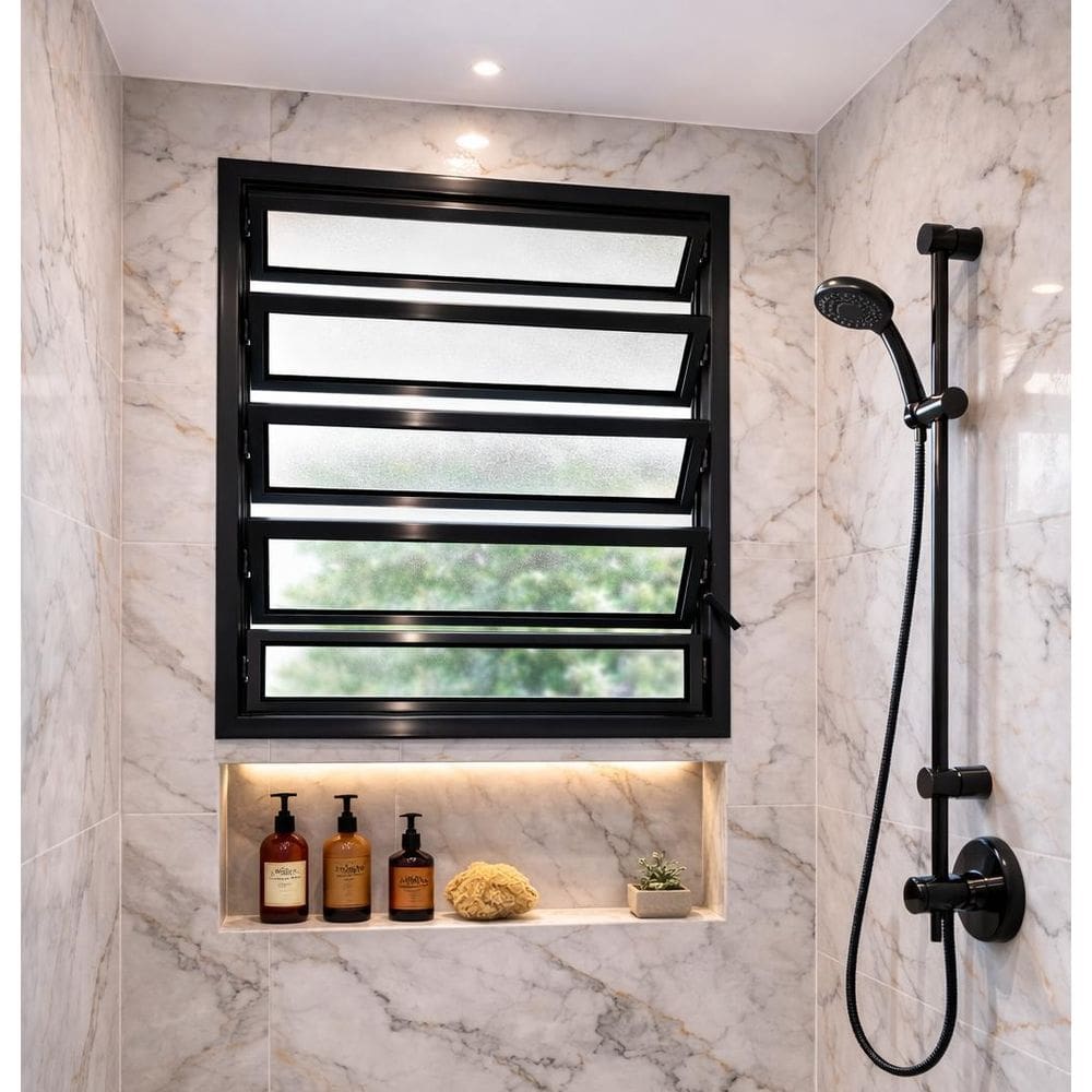 Vitro Basculante Alumínio Preto 100X100 Linha 25