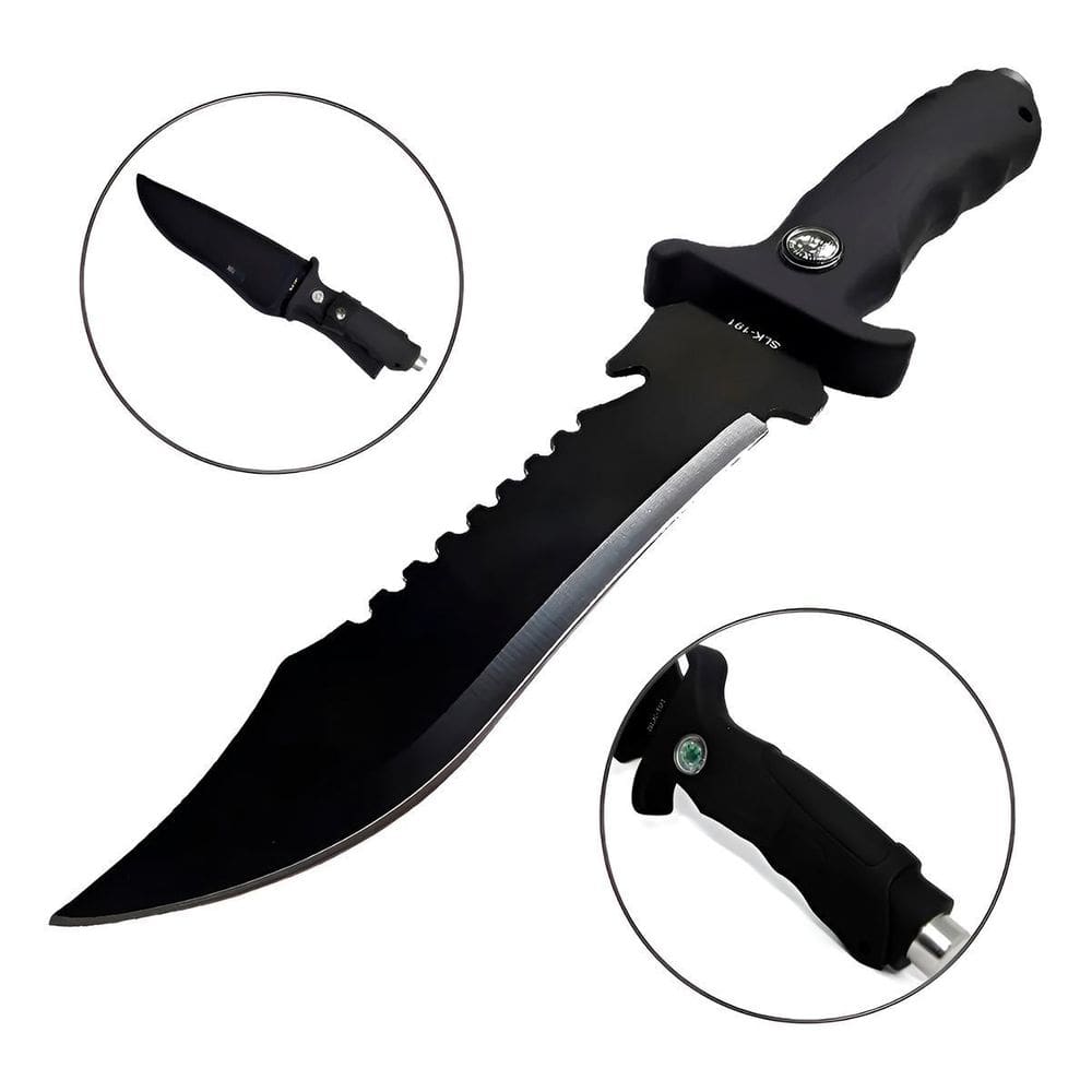 Faca Bússola 29Cm Bainha Sobrevivência Camping Defesa