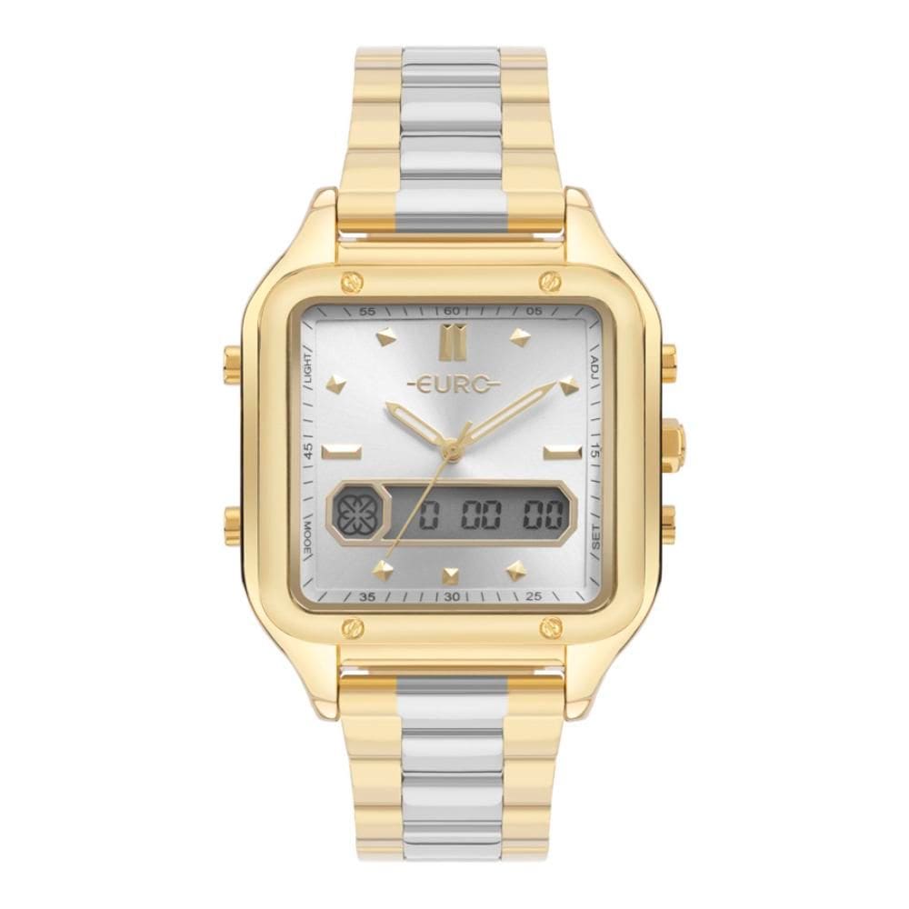 Relógio Euro Feminino Ref: Eubj3890abd/4k Anadigi Retangular Bicolor