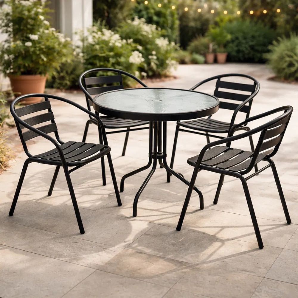 Conjunto De Varanda E Jardim Mesa 80cm E 4 Cadeiras - Rio