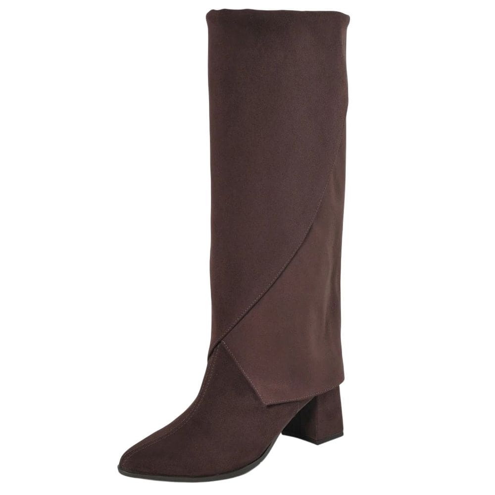 Bota Feminino Conforto Camurça Salto Bloco Medio Via Marte