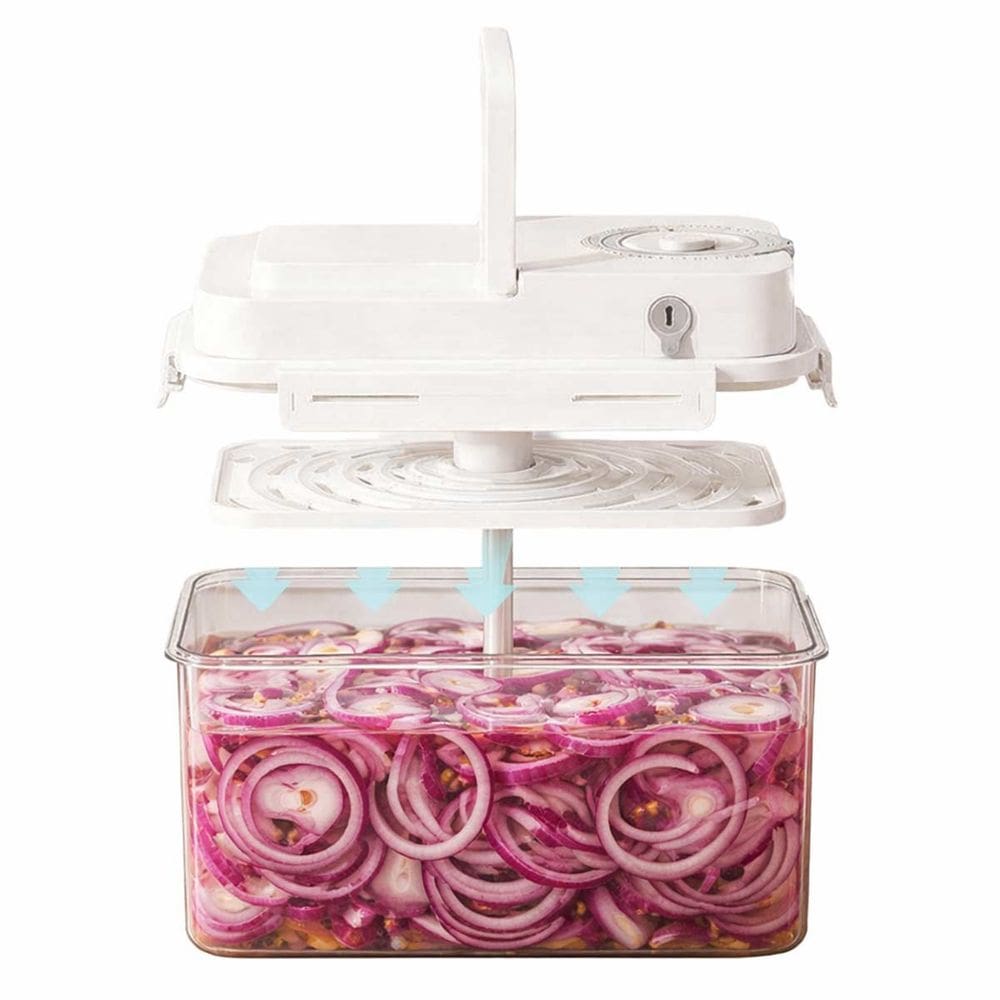 Caixa de Fermentaçao Organizadora 4 Litros Tampa Compressao Conserva Vedaçao de Vegetais Legumes Alimentos Culinaria