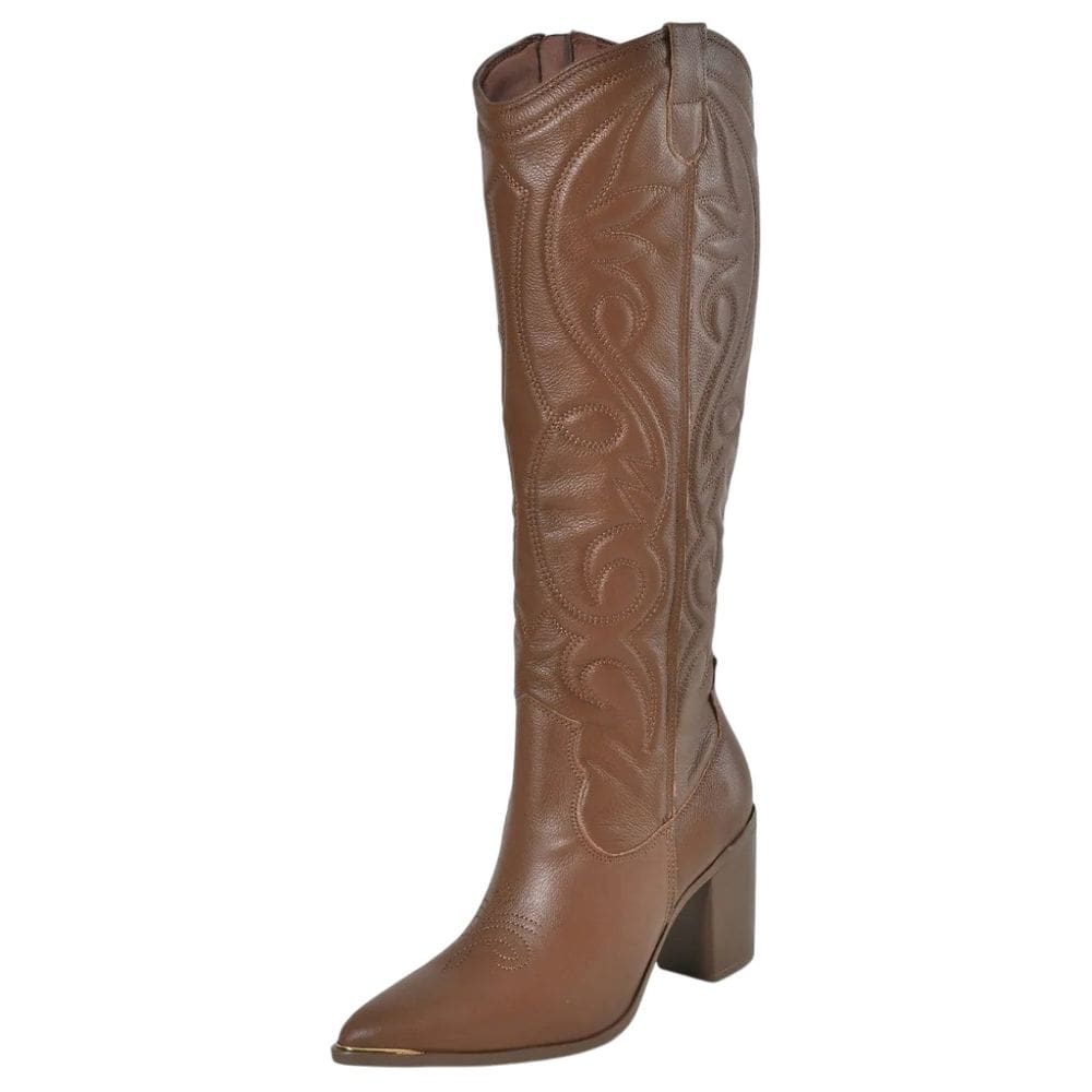 Bota Feminina Salto Alto Bloco Elegancia Country Via Marte