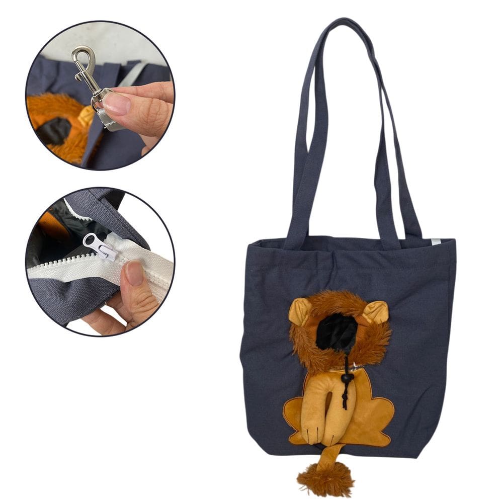 Bolsa Transporte Gato Cachorro Pet Animal Estimacao Ombro Estampa Leao Passeio Diversao Viagem Ventilada Caminhada