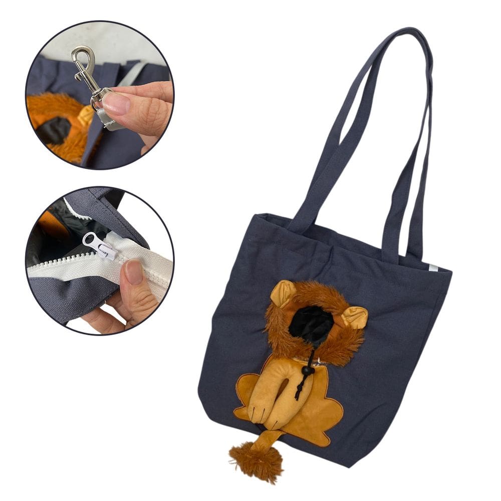 Bolsa Transporte Gato Cachorro Pet Animal Estimacao Estampa Leao Ombro Passeio Diversao Caminhada Ventilada Viagem
