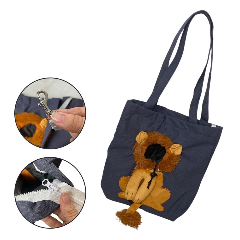 Bolsa Transporte Gato Cachorro Pet Animal Estimacao Estampa Leao Bag de Ombro Passeio Caminhada Ventilada Viagem
