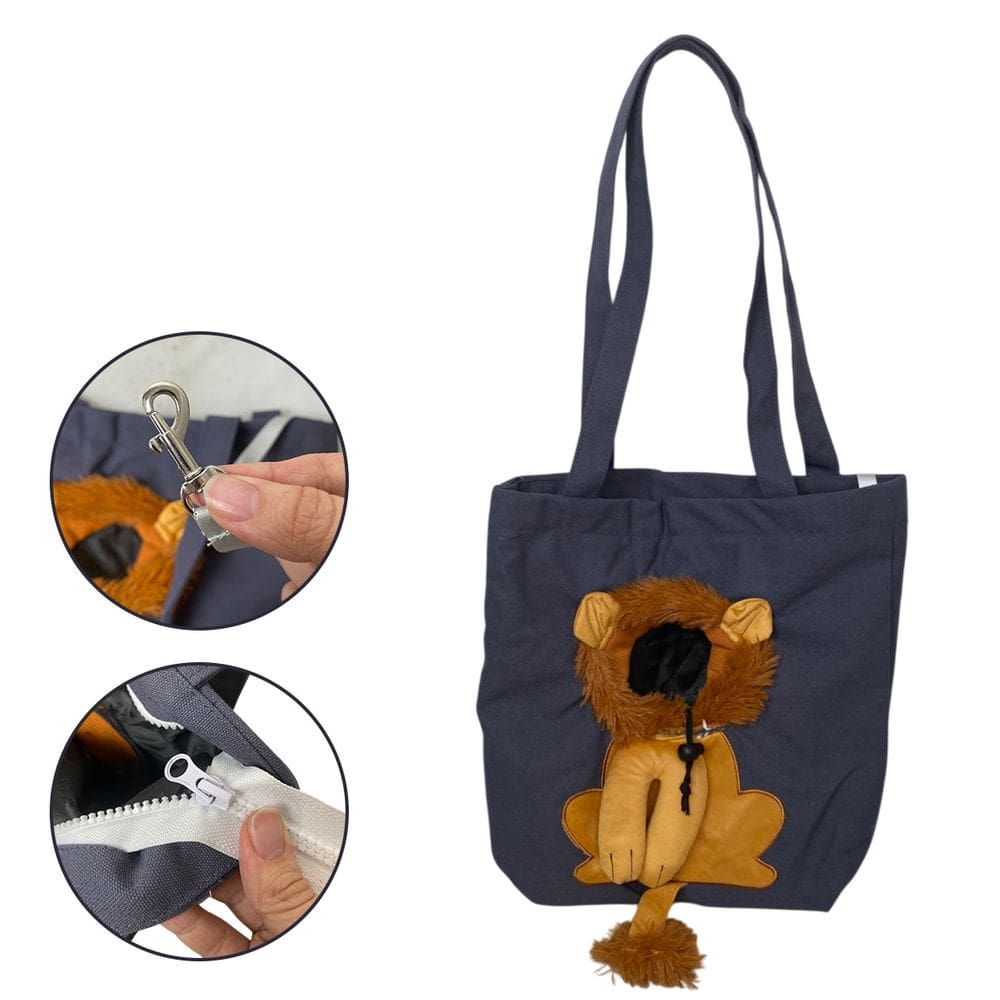 Bolsa Transporte Gato Cachorro Pet Animal Estampa Leao Estimacao Ombro Passeio Diversao Viagem Ventilada Caminhada