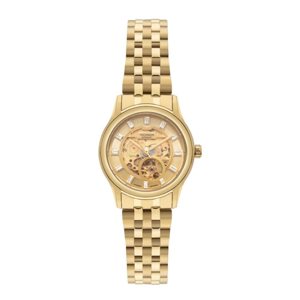 Relógio Technos Feminino Ref: 6t28ab/1x Automático Esqueleto Dourado