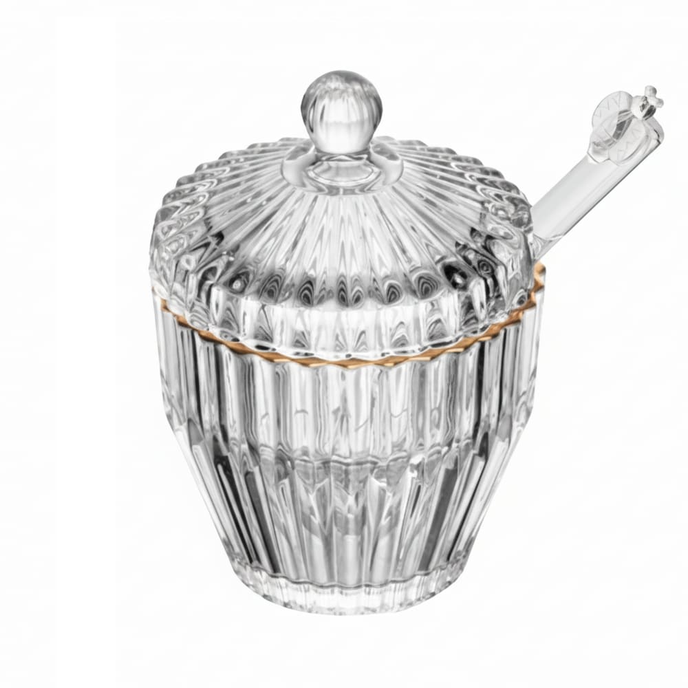 Meleira de Cristal Canelado C/Pegador Plástico e Fio de Ouro Imperatriz 130ml Wolff