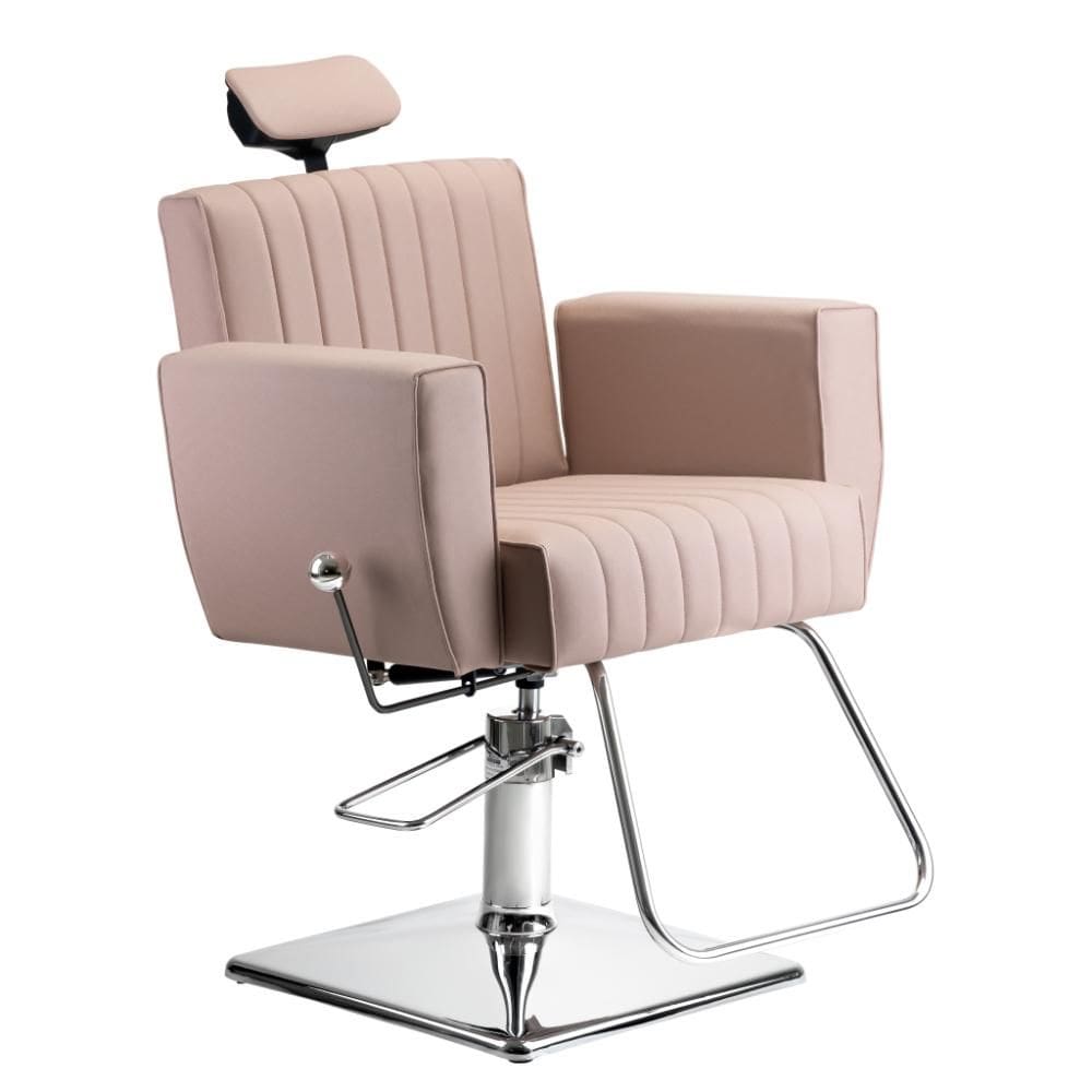 Cadeira Hidráulica Dompel Nomad Fixa Stand Rose com Encosto Reclinável, Base Cromada e Apoio de Pés