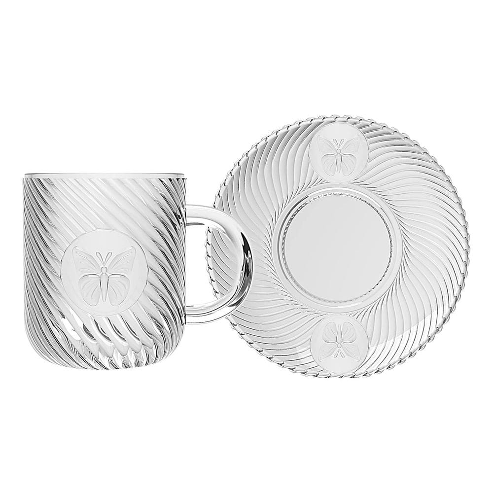 Jogo De Xícaras Café Vidro Borboleta Com Pires 90ml Tuut