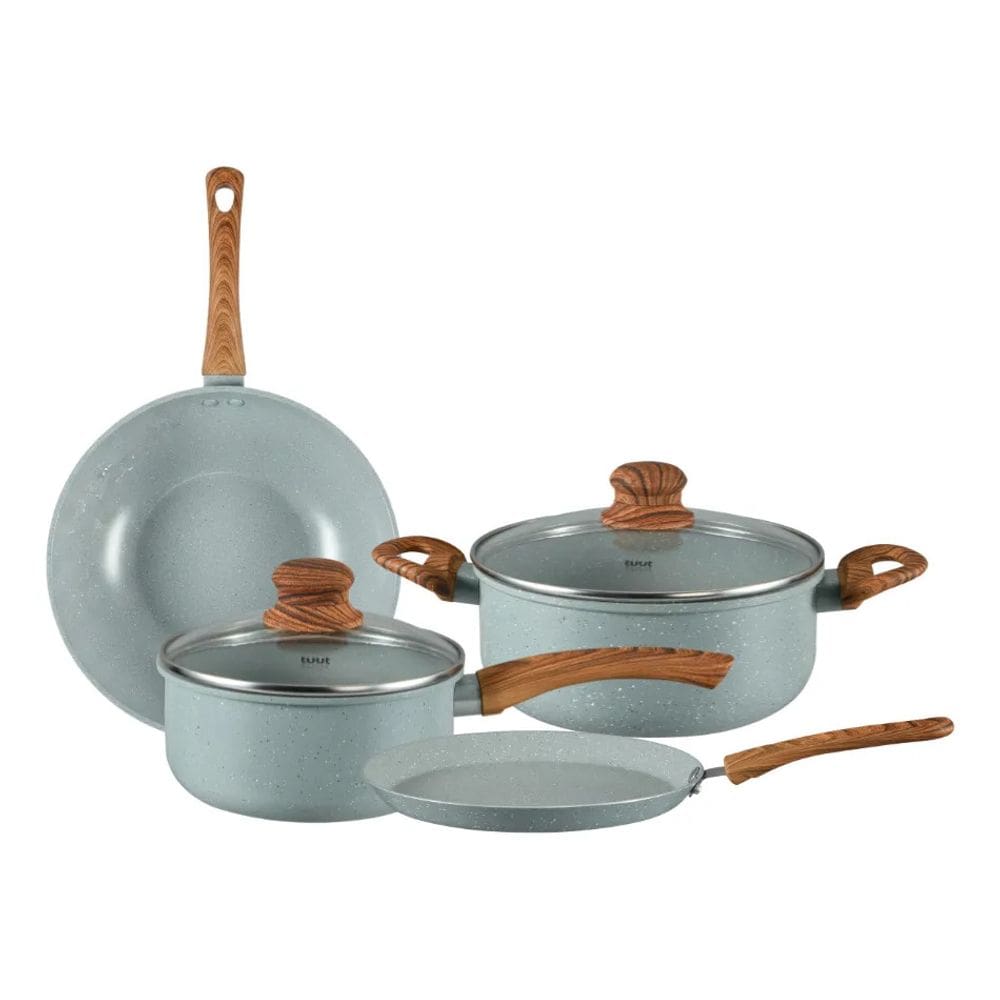 Jogo De Panelas 4 Peças De Indução Wok Ecoglide Marble