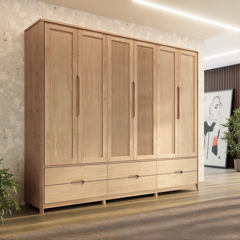Guarda Roupa Madeira Maciça 3307U Nest 06 Portas e 06 Gavetas Tauari Finestra