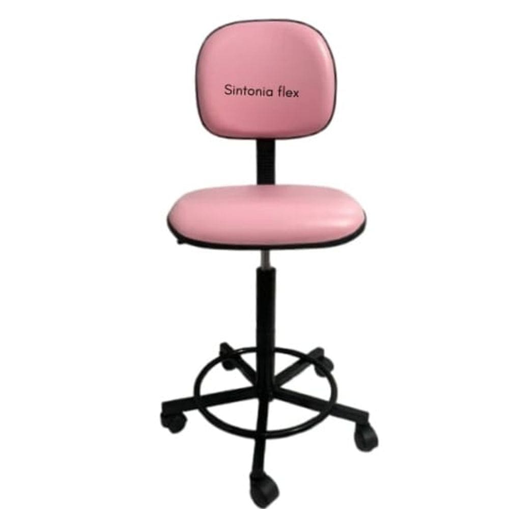 Cadeira caixa alta com rodinhas corino preta