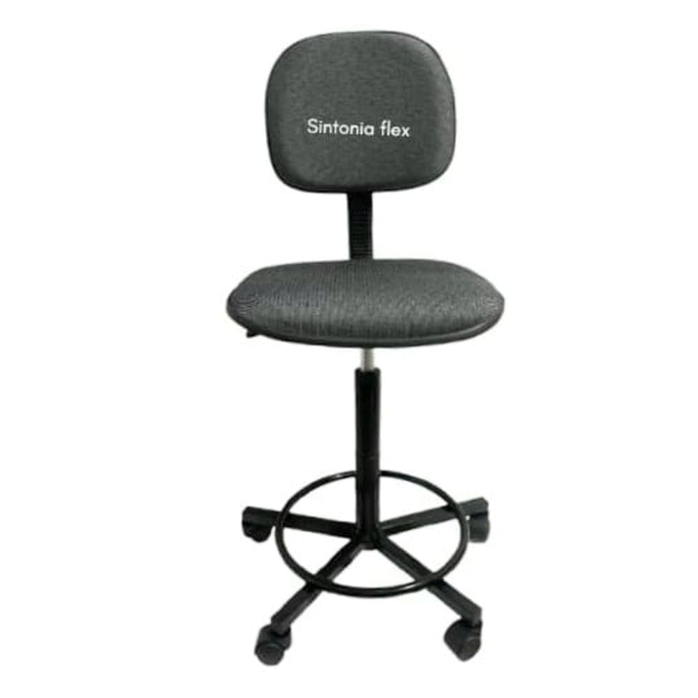 Cadeira caixa alta com rodinhas tecido cinza preta