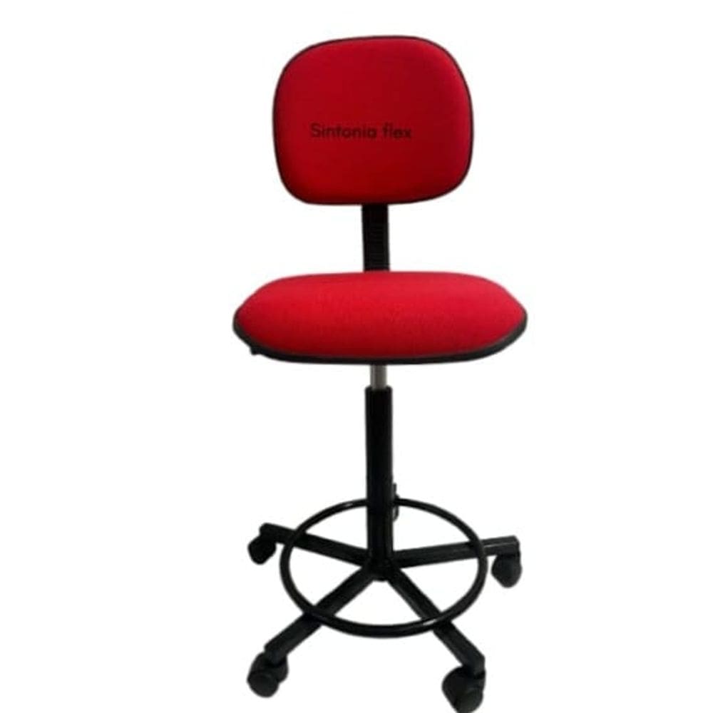 Cadeira caixa alta com rodinhas tecido vermelha