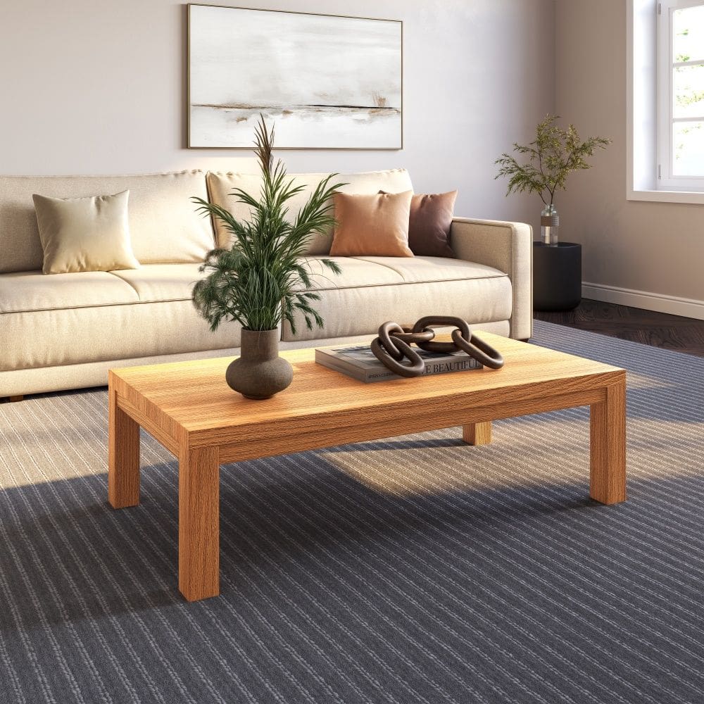 Mesa de Centro 1550NC Nature Retangular de Madeira Maciça Rústico Claro Finestra