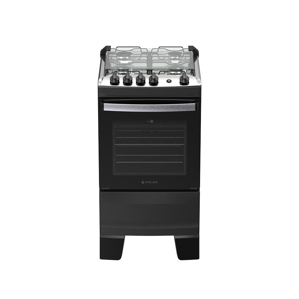 Fogão 4 bocas Atlas Agile Up Automático Mesa Inox Preto