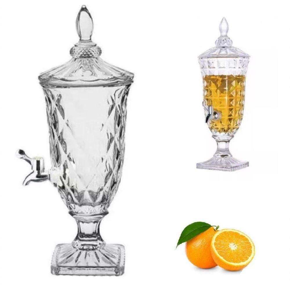 Dispenser Bebida Suqueira Cristal 2l Com Torneira Decorativa