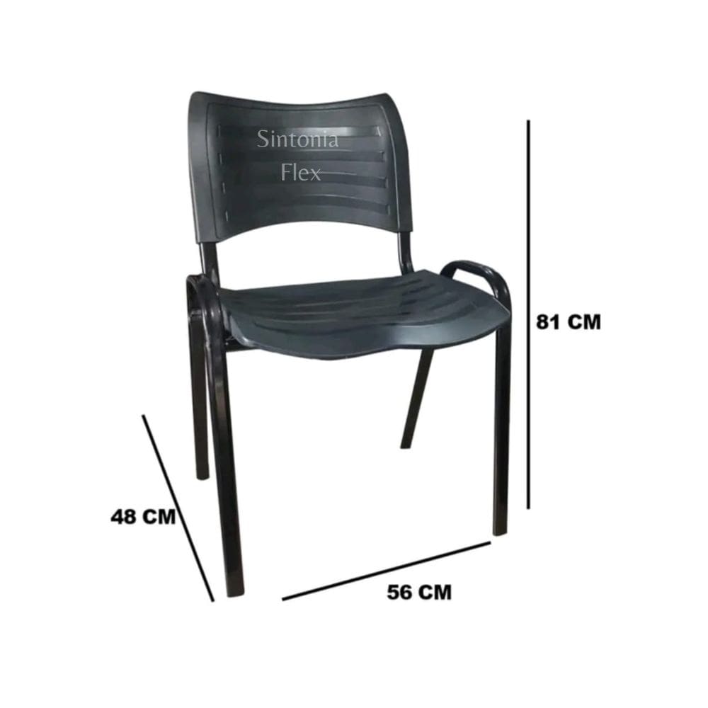 cadeiras iso fixa desmontável empilhavel - recepção - sala de espera - cor preta