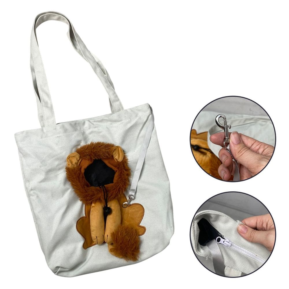 Bolsa Transporte Gato Cao Pet Animal Estimacao Estampa Leao Ombro Passeio Diversao Caminhada Ventilada Viagem