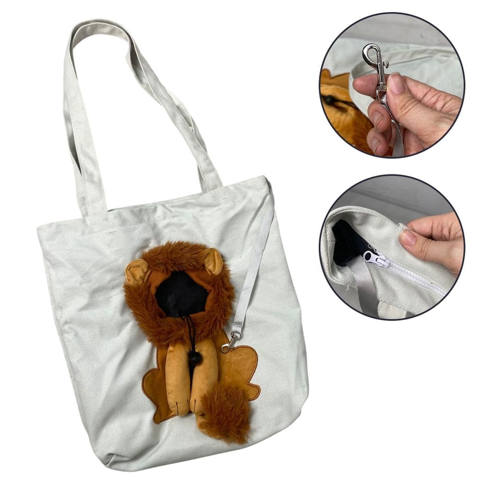 Bolsa Transporte Cao Gato Pet Animal Estimacao Ombro Estampa Leao Passeio Diversao Viagem Ventilada Caminhada